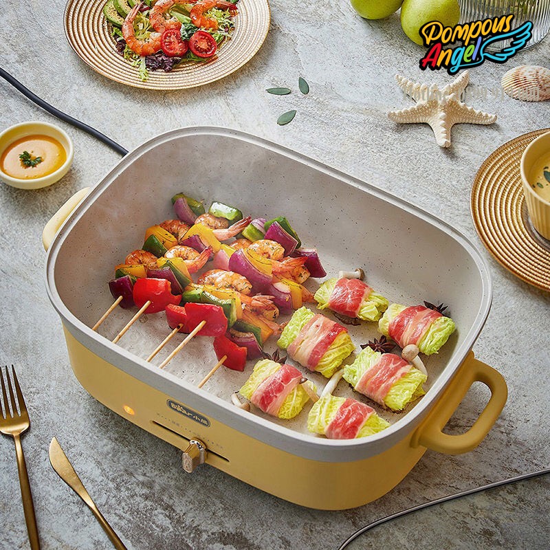 Nồi lẩu nướng điện tráng men chống dính BEAR DHG-C50T1 dung tích 5L , 1500W màu vàng , bảo hành 12 tháng