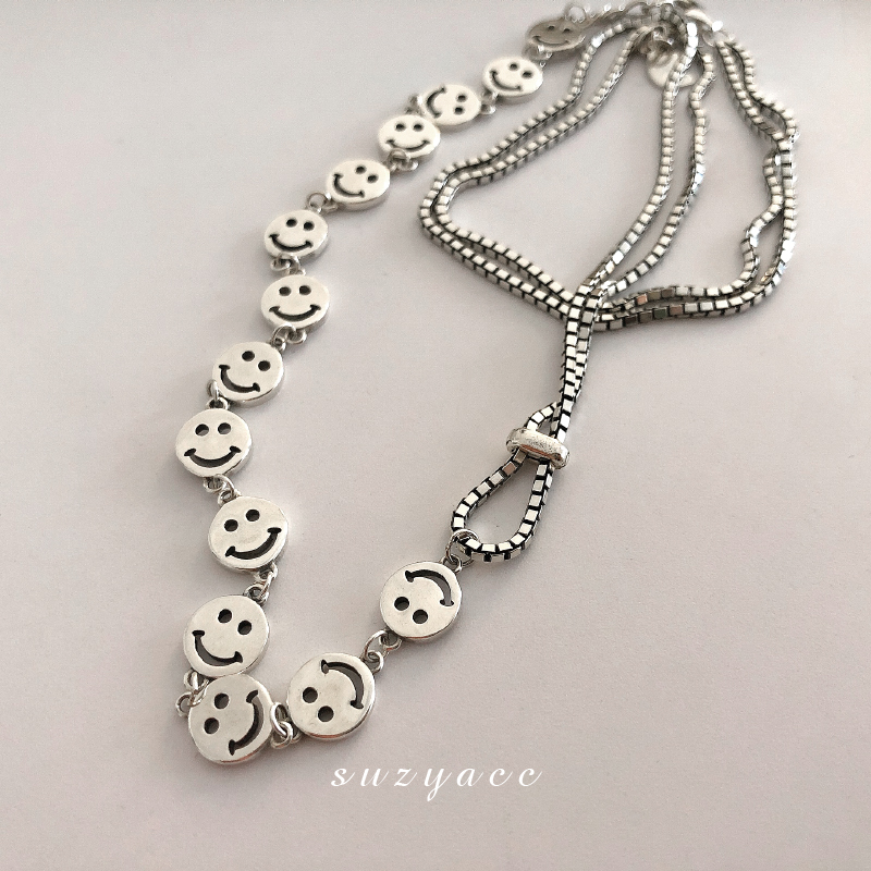 Dây chuyền hình mặt cười chất liệu thép không gỉ thời trang unisex