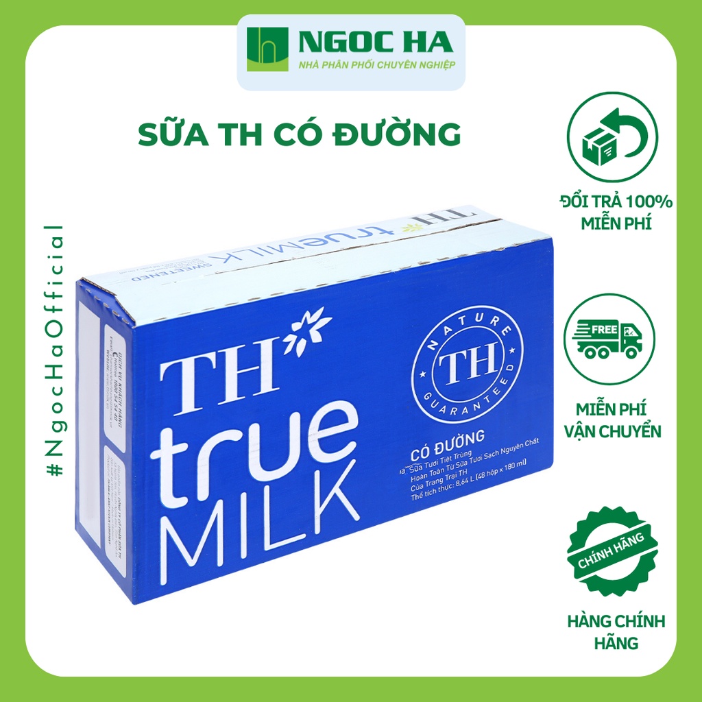 Thùng sữa tươi tiệt trùng TH True Milk có đường hộp 110ml