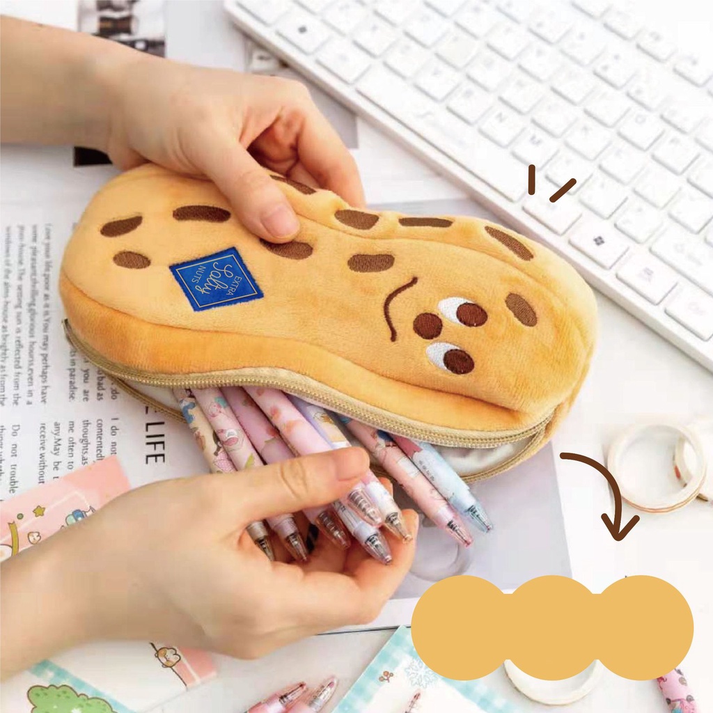 Bóp Viết Nhồi Bông Hình Hạt Đậu Phộng Dễ Thương Sáng Tạo Dành Cho Học Sinh