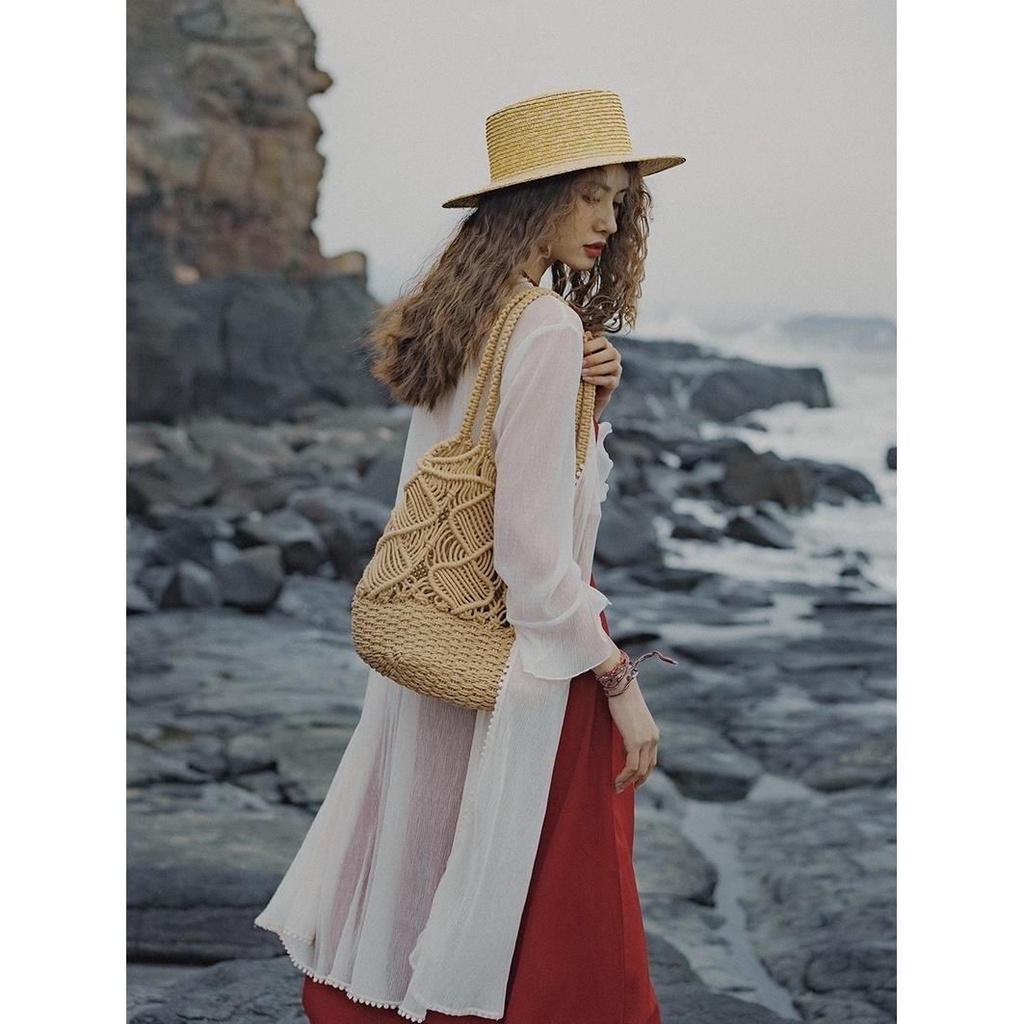 Túi Đeo Vai Đan Rơm Thủ Công Sức Chứa Lớn Cho Nữ