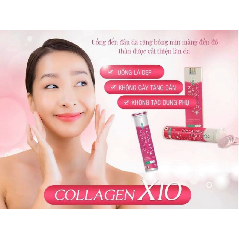 Viên Sủi Collagen Bright X10 Trắng Da - Hộp 20viên