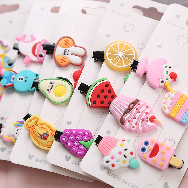 Set 5 cái kẹp tóc hoa quả-hoạt hình xinh xắn dễ thương cho bé gái