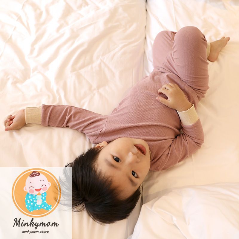 [MINKY MOM] Bộ Đồ Dài Tay Len Tăm Cạp Cao Thu Đông Che Bụng Cho Bé Siêu Mềm Mịn MINKYMOM QUẢNG CHÂU