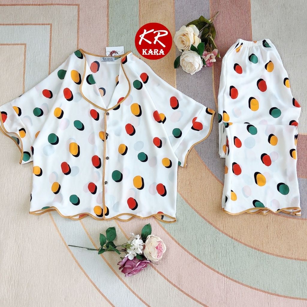 (Cam kết loại 1) Đồ ngủ Pyjama lụa mango họa tiết cánh dơi  KS02- Free size dưới 65kg, Lụa mango thoáng mát- KARA 02