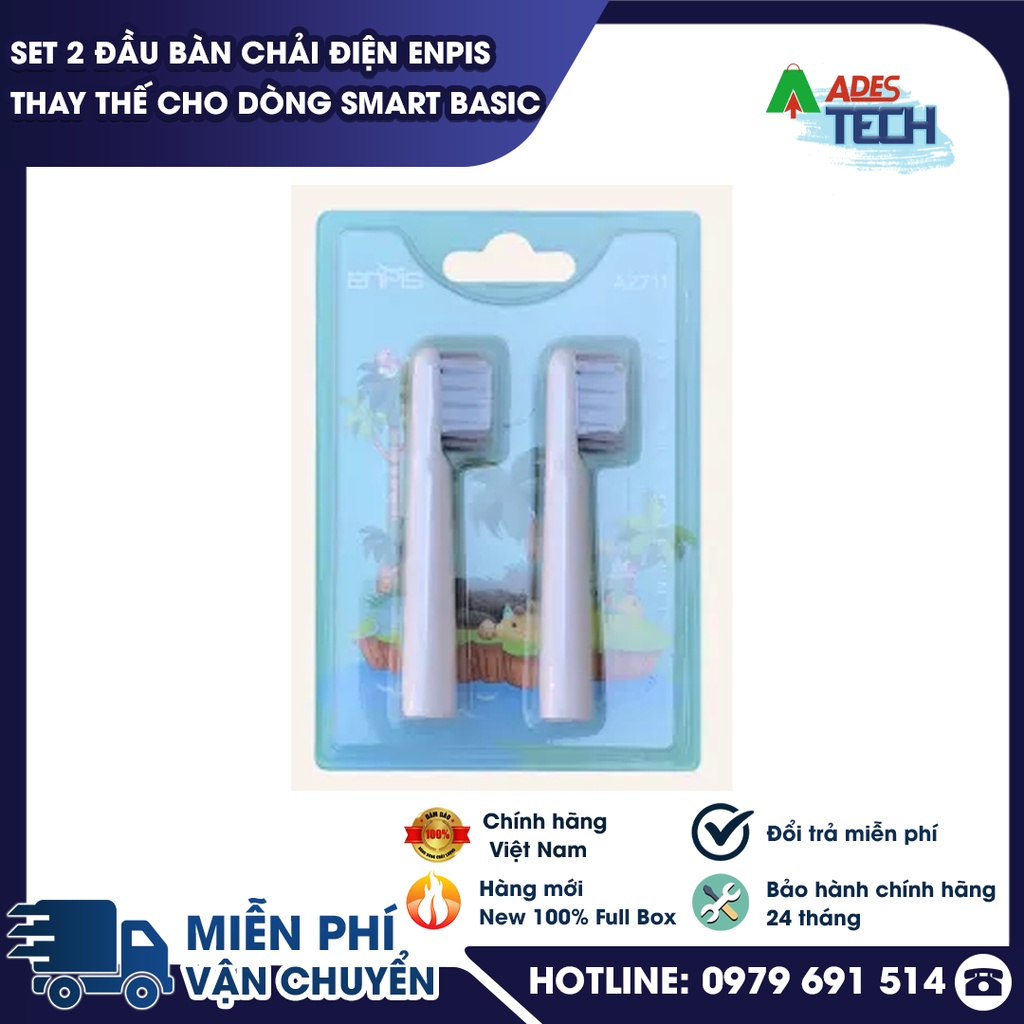 Set 2 đầu bàn chải điện ENPIS thay thế cho dòng SMART BASIC - Mềm mại, sạch sâu