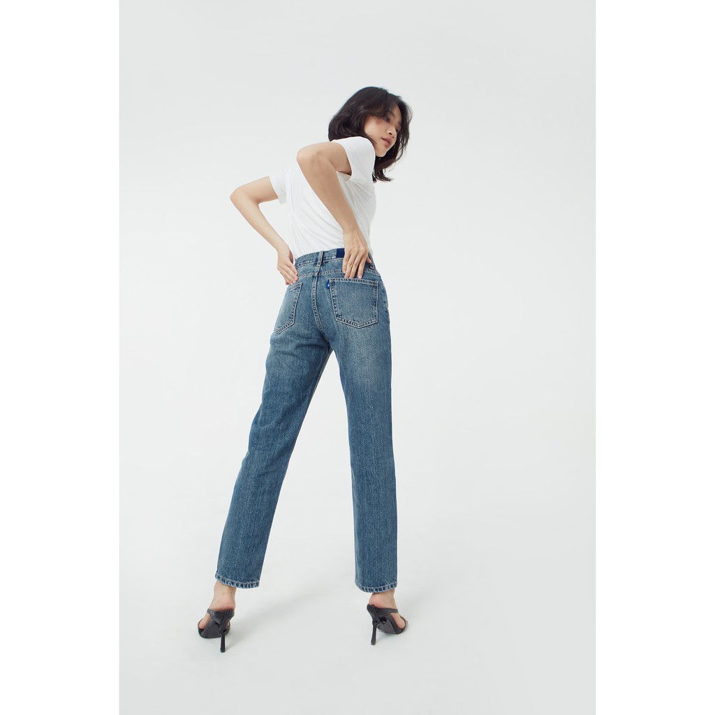 TheBlueTshirt - Quần Jeans Ống Suông Nữ Màu Xanh Nhạt - On Way Jeans Indigo Daze Wash