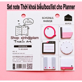 Set note Thời khoá biểu/box/list cho sổ planner sổ kế hoạch