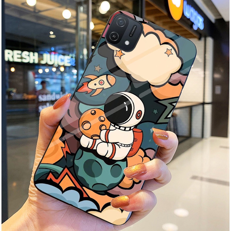 Ốp Lưng OPPO A16K Ốp kính bóng cao cấp Phi Hành Gia