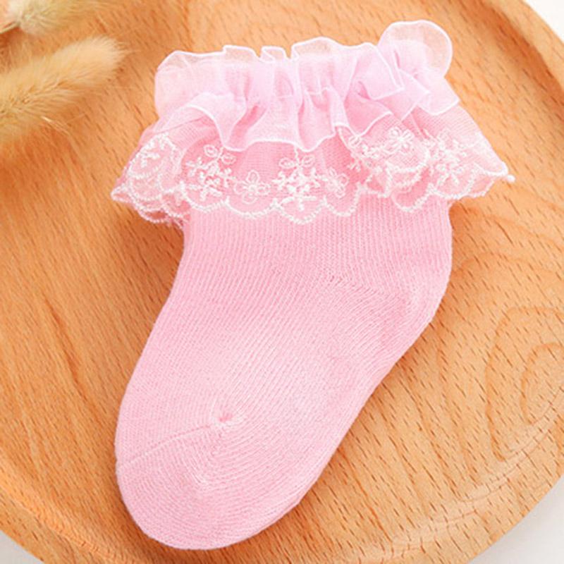 Vớ cotton mềm phối ren màu trơn thời trang xuân hè cho bé sơ sinh 0-12 tháng tuổi