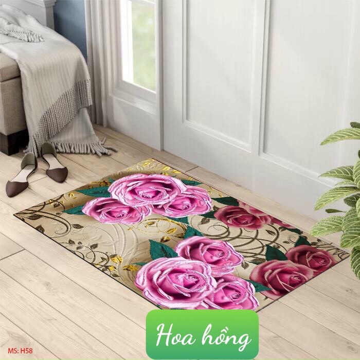 Thảm lau chân 40x60cm chống trượt thấm nước,có chọn mẫu-mẫu hoa hồng