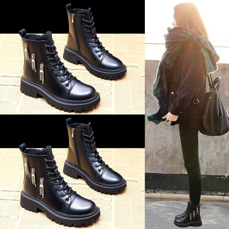 Giày Bốt Martin Lót Nhung Cotton Thoáng Khí Phong Cách Anh Quốc Mới Cho Nữ S 2021