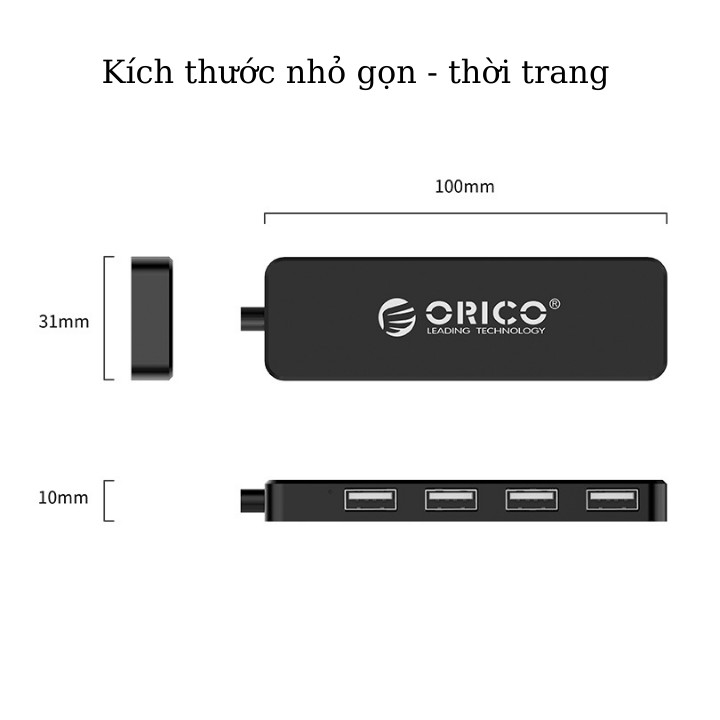 Bộ chia cổng Usb , Hub USB ORICO 4 Cổng FL01-BK-BP - FL01-WH-BP , Bảo hành chính hãng