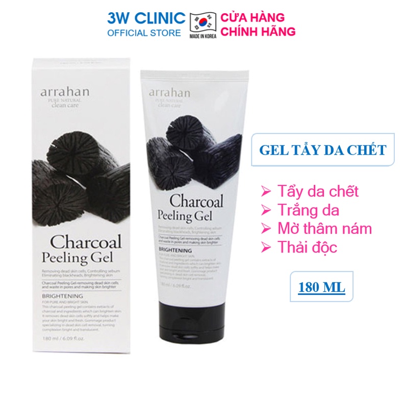 Tẩy da chết chiết xuất từ than hoạt tính Arrahan Hàn Quốc charcoal Peeling Gel 180ml