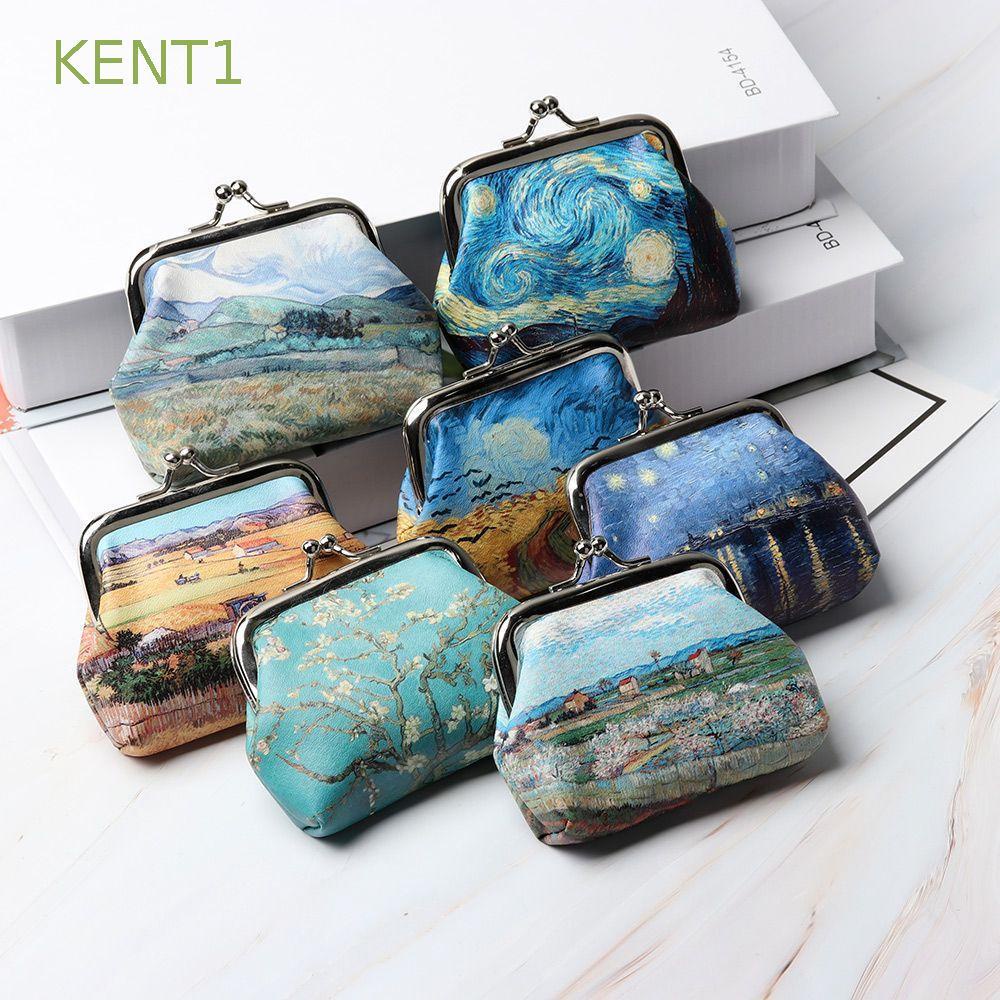 Kent oil painting mini coin purse retro fashion style cute landscape pattern