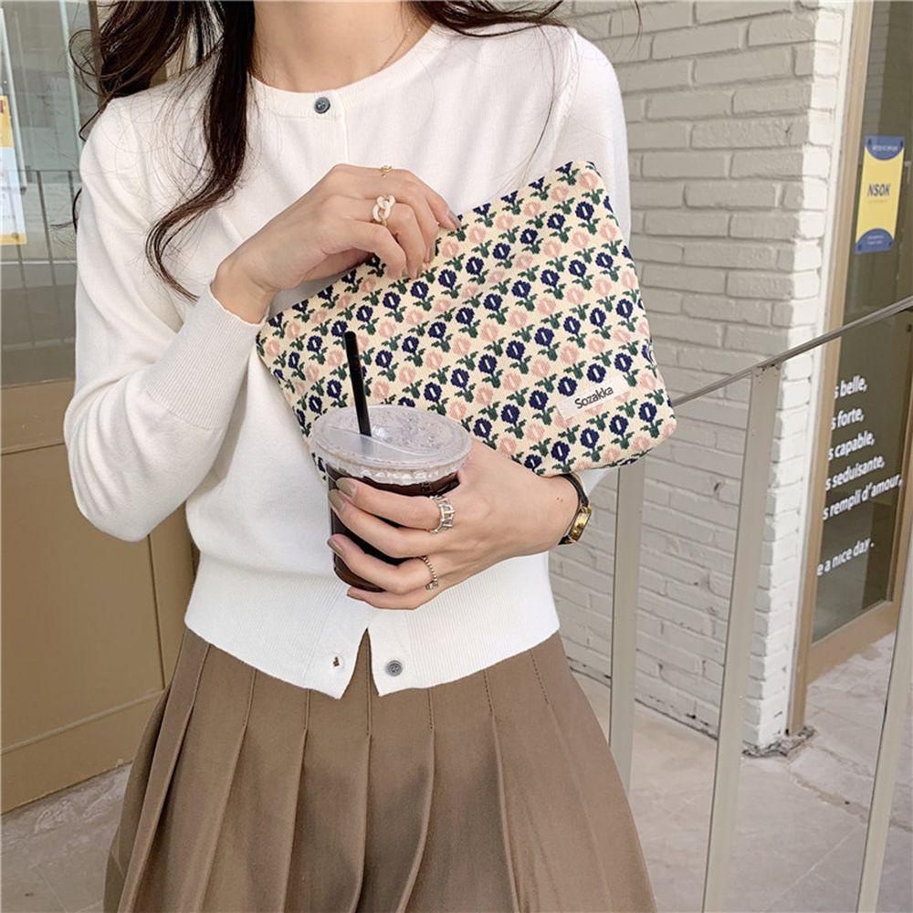 Túi Đựng Mỹ Phẩm Bằng Vải Cotton Và Vải Nhung Nhỏ Gọn Cho Nữ Ốp