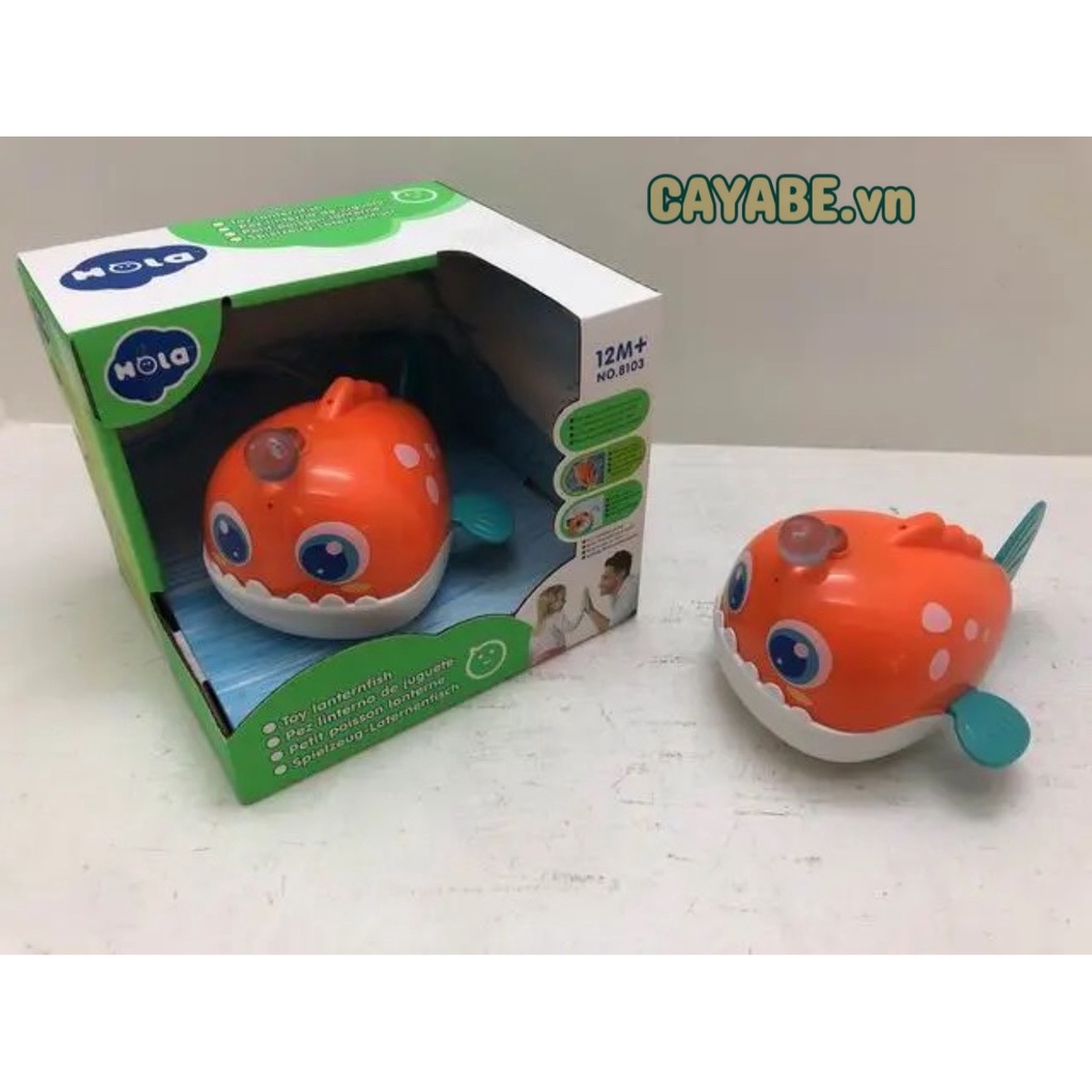 Đồ chơi cá điện cam Hola cảm ứng có đèn và biết vẫy đuôi bơi dưới nước cho bé - UW8103
