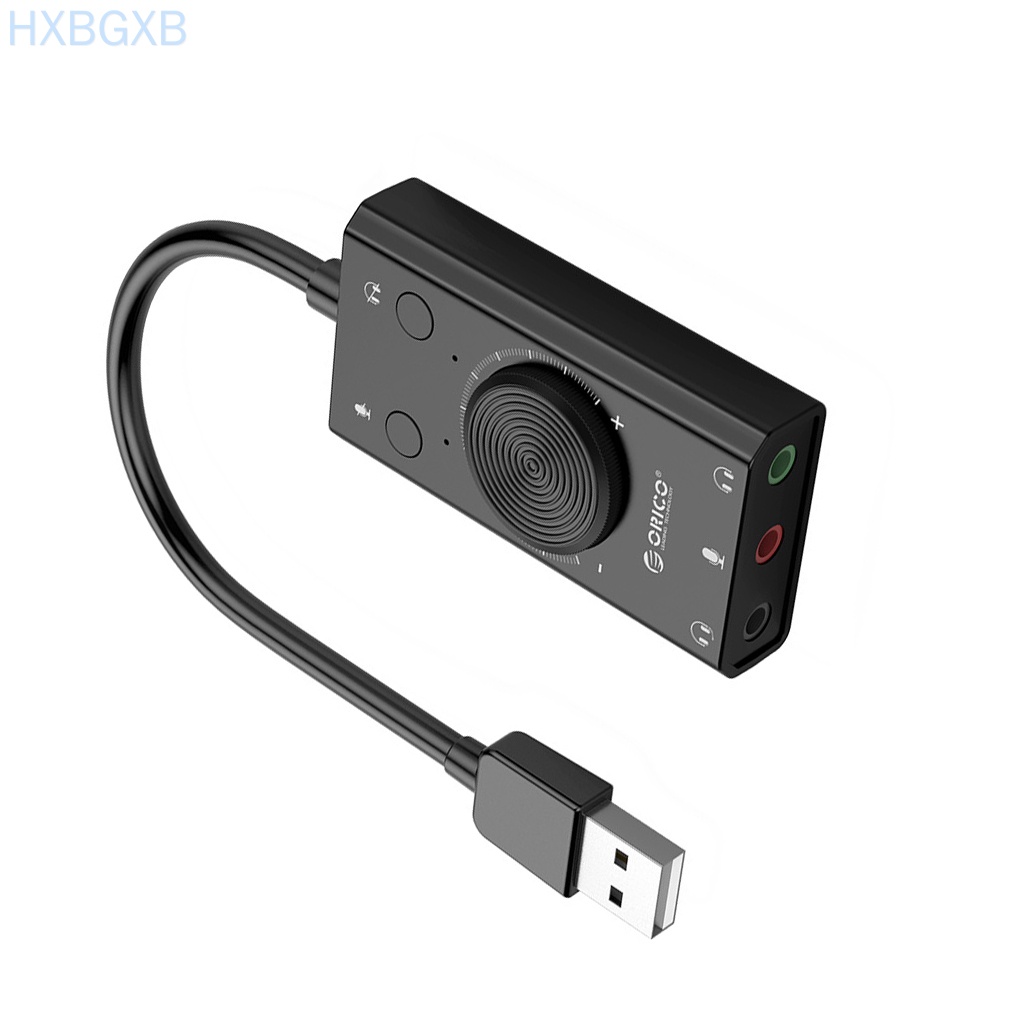 HXBG Computer External Audio Adapter Card Laptop USB 5 Channel Sound Card with 3.5mm Audio Ports