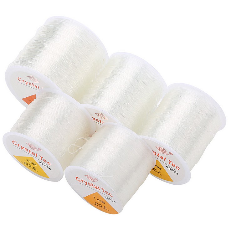 Cuộn Dây Câu Cá Xỏ Hạt Màu Trong Suốt Đàn Hồi Dài 100 Yard 0.5-1mm