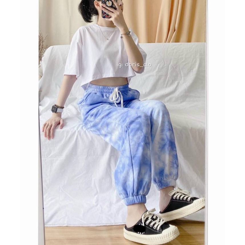 Quần Jogger Nỉ Nữ Loang Màu Hot Trend cá tính , trời trang đường phố [New Unisex]