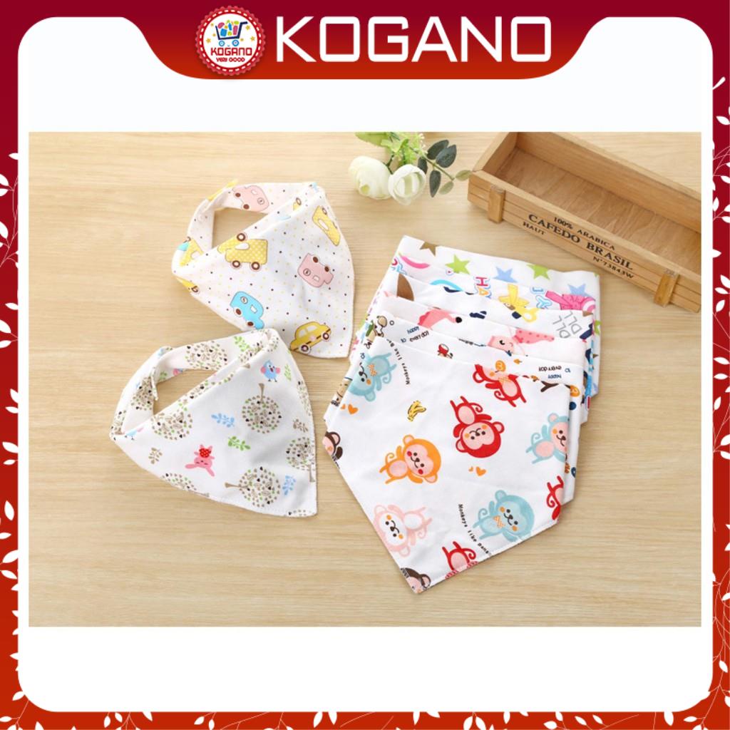 Combo 5 khăn yếm cotton hình tam giác có cúc bấm tiện lợi cho bé yêu ăn và ấm cổ