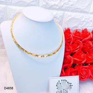 Kiềng cổ, kiềng cứng dạng dẹp khắc hoa văn thiết kế cao cấp Orin D4658