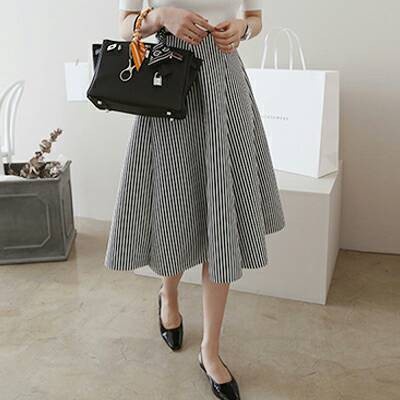 Váy Maxi Cotton Sọc Ngang 0dpov (7-65) / Váy Midi / Váy Dài - Trắng Gfg201Uy