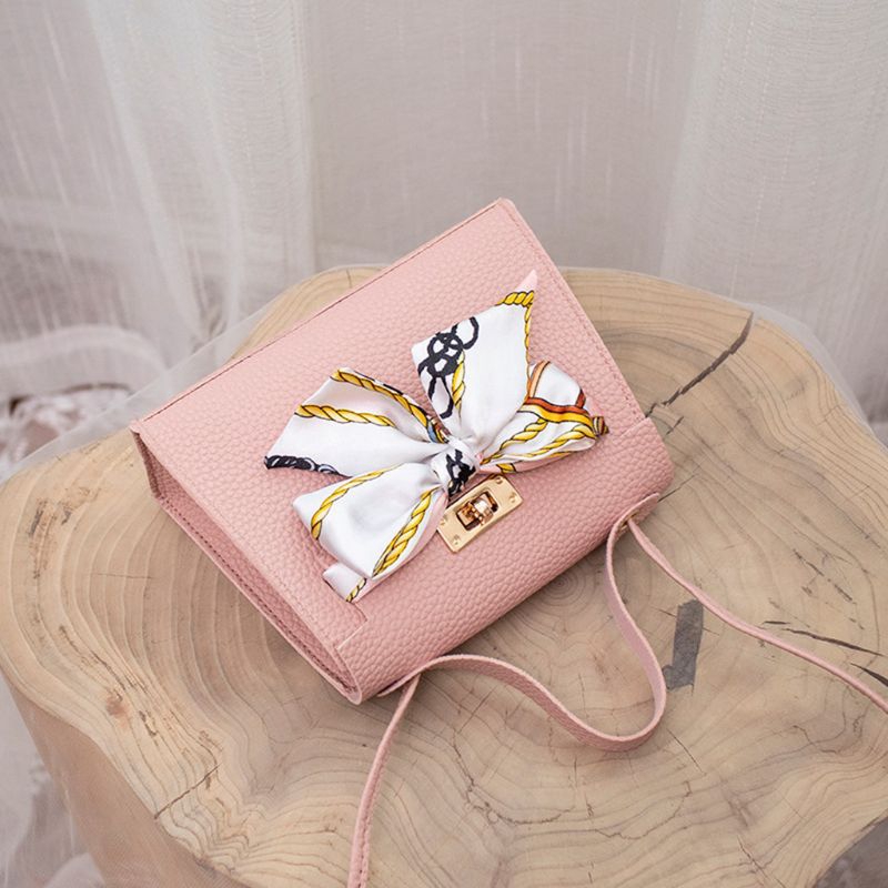 ❀LIDU Women PU Leather Handbag Shoulder Lady Crossbody Bag Tote Messenger Purse with Scarf Decor