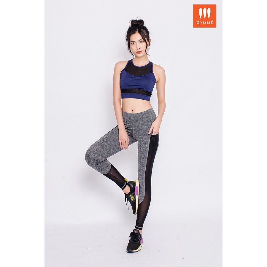 Quần tập legging nữ tập gym yoga dáng dài phối lưới READI - 01117