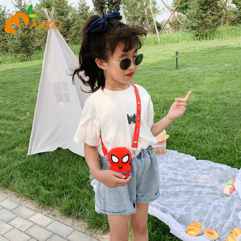 Túi Đeo Chéo Bằng Silicon Hình Nhân Vật Marvel Dễ Thương Cho Bé