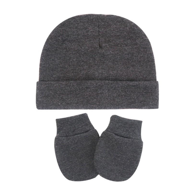 Set găng tay chống cào và mũ cotton giữ ấm dành cho trẻ em