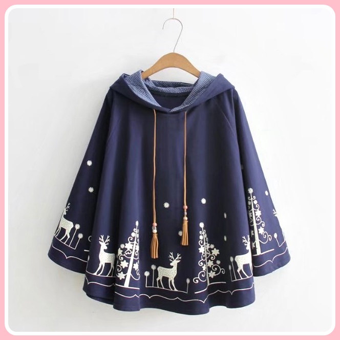 Áo hoodie cánh dơi nai mùa đông - Xanh đen