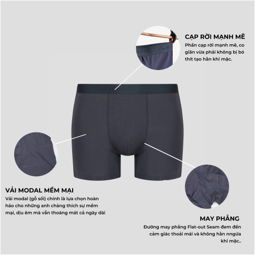 Set 3 quần lót nam Brief Boxer Modal (gỗ sồi) thoáng mát khử mùi thương hiệu Coolmate