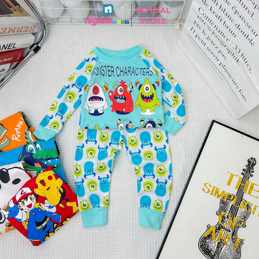 Đồ bộ dài bé trai - Bộ Quần áo dài tay bé trai - Đồ bộ dài tay cho bé trai chất bozip NGHĨA BABY dành cho bé từ 9-21kg