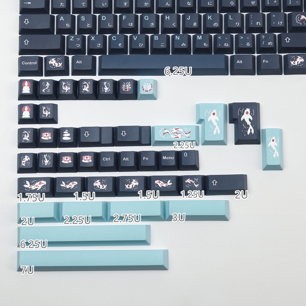 Keycap PBT GMK Zen Pond Bộ Nút Bấm Bàn Phím Cơ Keycaps Nhuộm Thăng Hoa Cá Tính ISO Spacebars 2U 2.25U 2.75U 3U 7U