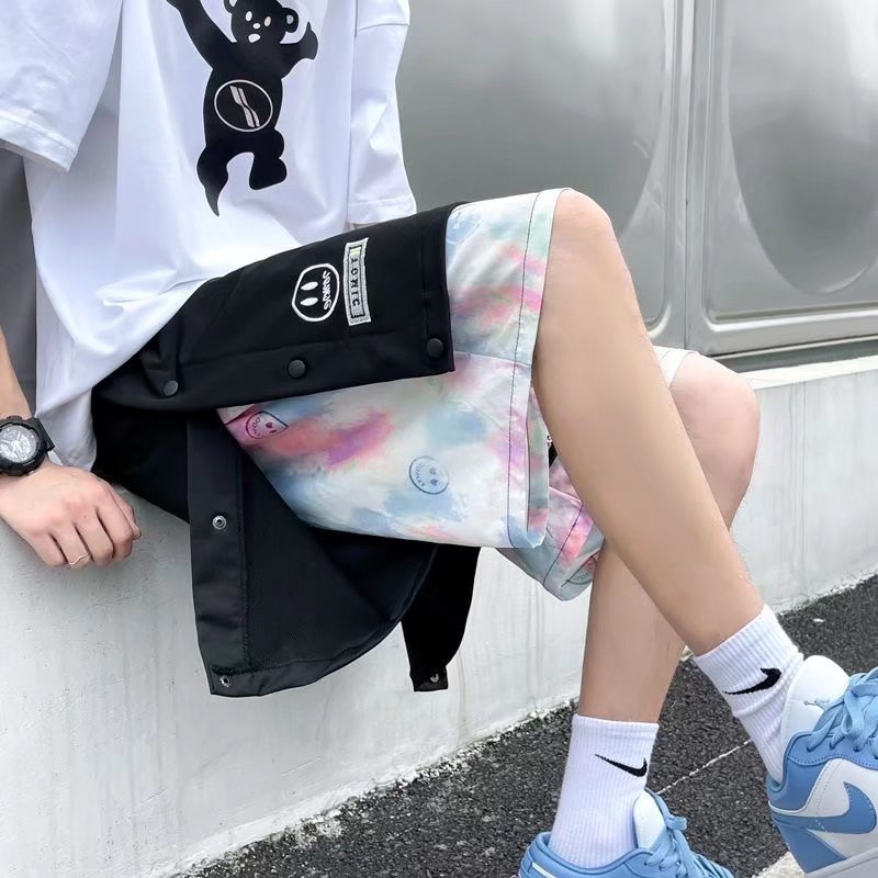 Quần Short Thể Thao Bóng Rổ Giả Hai Lớp Dáng Rộng Phối Màu Nhuộm Thời Trang Mùa Hè Cho Nam