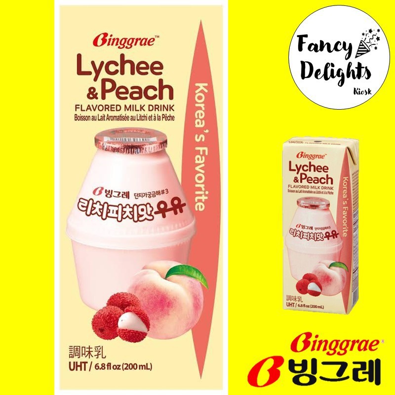 Sữa Vãi & Đào Lychee & Peach Milk Binggrae Hàn Quốc - Lốc 6 Hộp