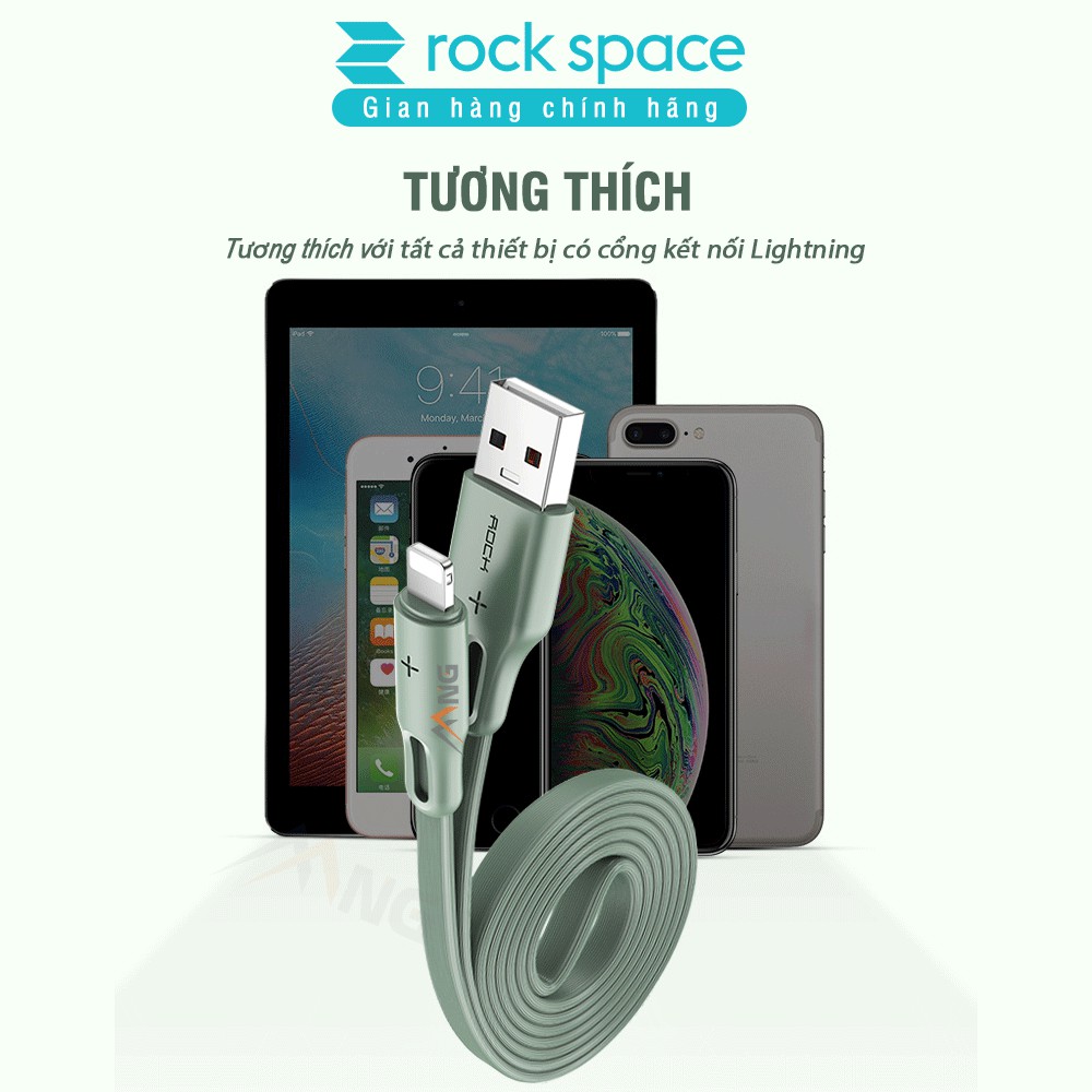 Dây cáp sạc nhanh Rockspace S1 sạc nhanh 2,4A cho ip5s trở lên không nóng máy hàng chính hãng – bảo hành 12 tháng