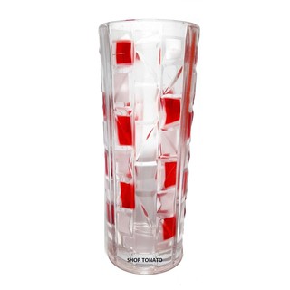BÌNH BÔNG LỌ HOA THỦY TINH TRỤ MÀU CARO VUÔNG 20CM
