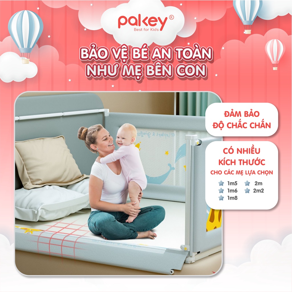 Thanh Chắn Giường PAKEY NHẬT BẢN 2022 Cao 105cm Nâng Hạ 1 Bên Dễ Dàng, Thanh Chặn Giường Dạng Trượt Chắc Chắn
