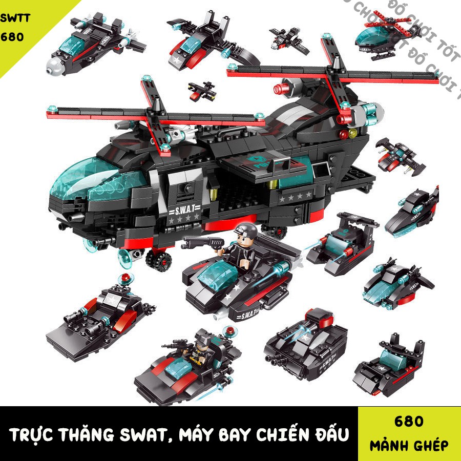 BỘ LEGO TRỰC THĂNG SWAT, MÁY BAY CHIẾN ĐẤU, LEGO XE CẢNH SÁT, TÀU CHIẾN
