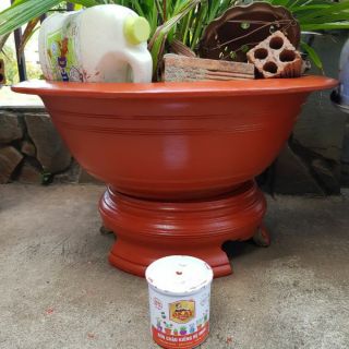 Sơn chậu kiểng màu đỏ chậu lon 1kg + tặng cọ