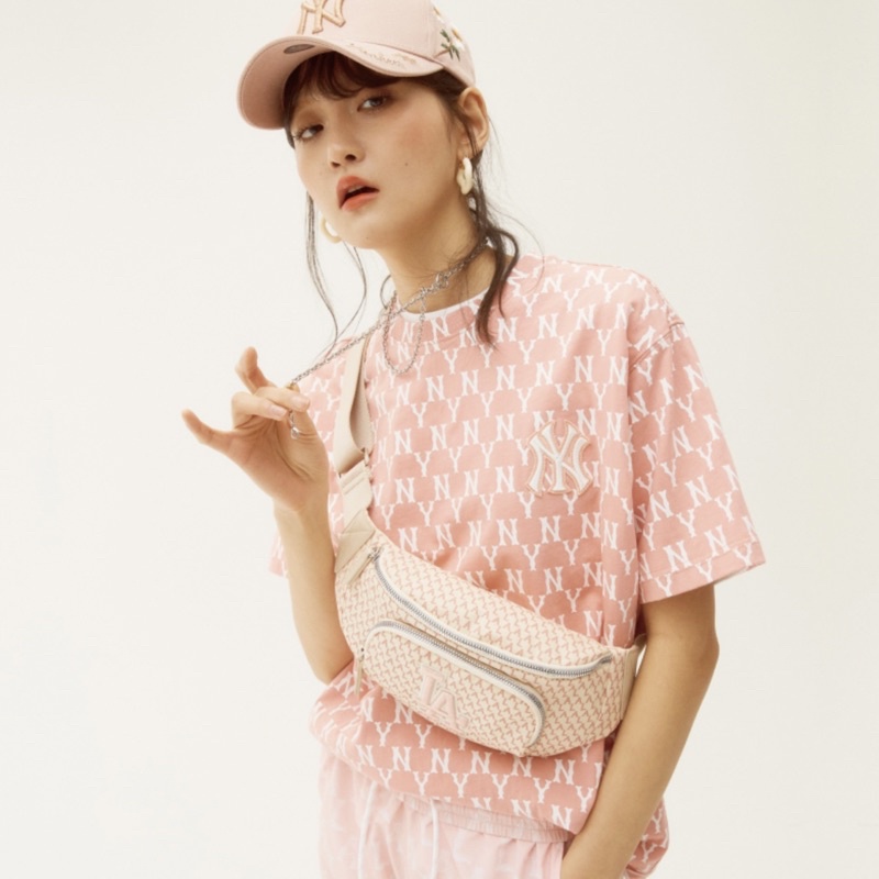 Áo Thun MLB Monogram Pink Tee Full Tag Xuất Xịn