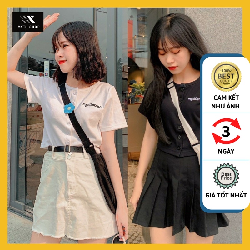 Áo Croptop Tay Ngắn Thuê MÝ Ôm Dáng Dễ Thuơng Ulzzang (Ảnh thật)