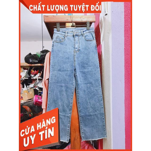 QUẦN JEANS LƯNG SIÊU CAO ỐNG XUÔNG - jeans siêu mềm giãn