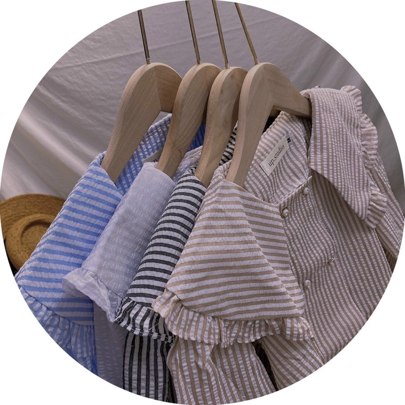 Áo sơ mi chất đũi xốp, cổ bèo phong cách tiểu thư