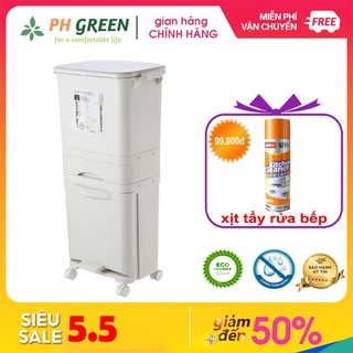 Thùng Rác 3 Tầng Nhật Bản, Chất Liệu Nhựa Cao Cấp, Nhiều Ngăn Đựng Với Chức Năng Khác Nhau, Có Bánh Xe 360 Tiện Lợi