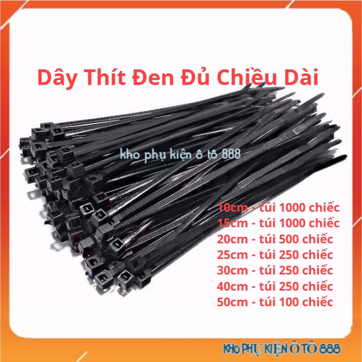 Dây rút, dây thít, lạt buộc nhựa màu đen đủ kích thước