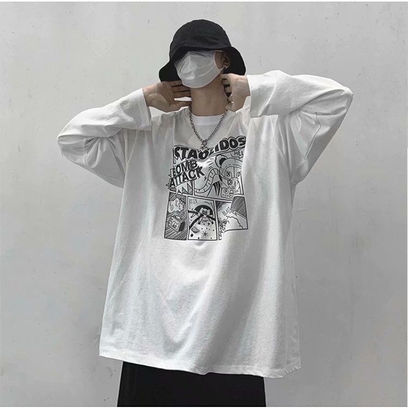 Áo thun tay dài form rộng ,áo phông dài tay chất cotton dày đẹp in hình BEAR