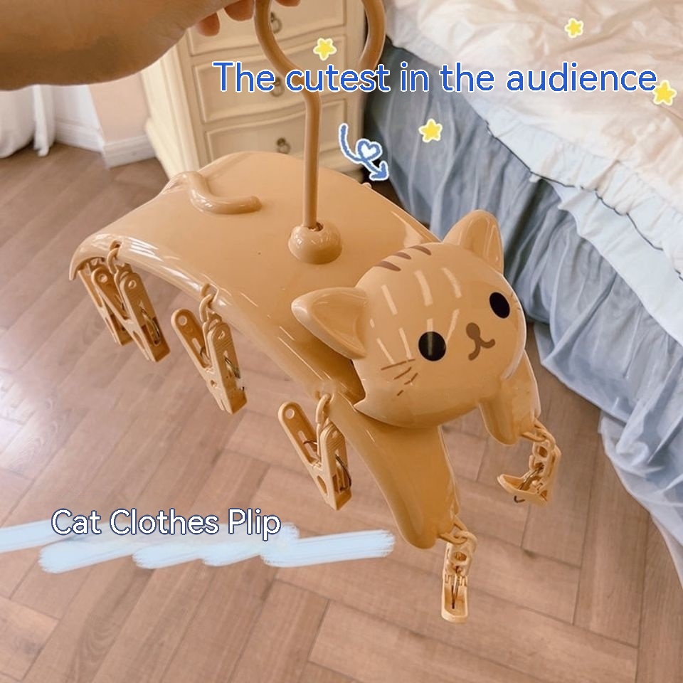 Giá Treo Đồ 10 Kẹp Đa Năng Hình Mèo Dễ Thương Cho Bé Gái